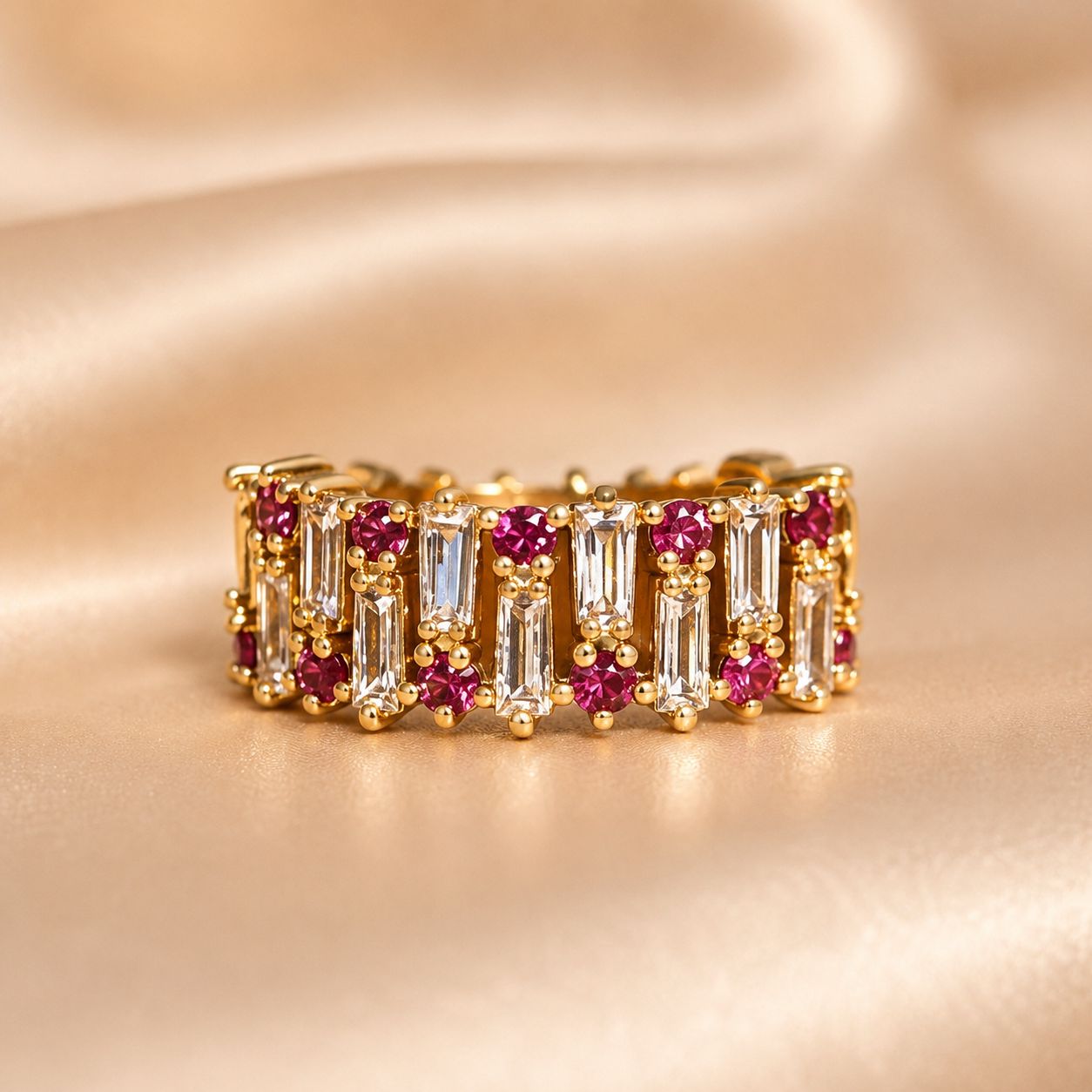 Ruby Gleam Adjustable Ring