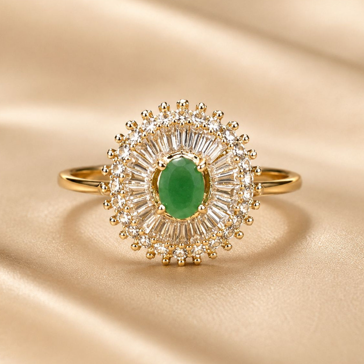Emerald Crown Adjustable Ring