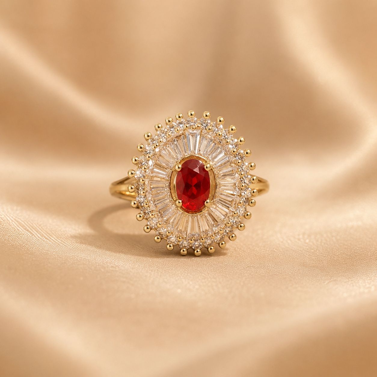 Ruby Crown Adjustable Ring