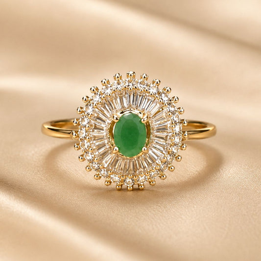 Emerald Crown Adjustable Ring