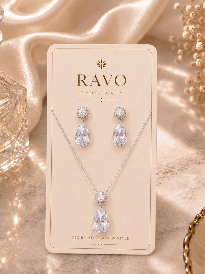 Crystal Drop Necklace Set