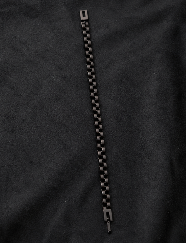 Men's Matte Black Stainless Steel Chain Bracelet – Minimalist Link Design