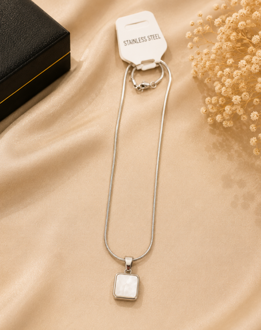 Minimalist Stainless Steel Square Pendant Necklace for Women